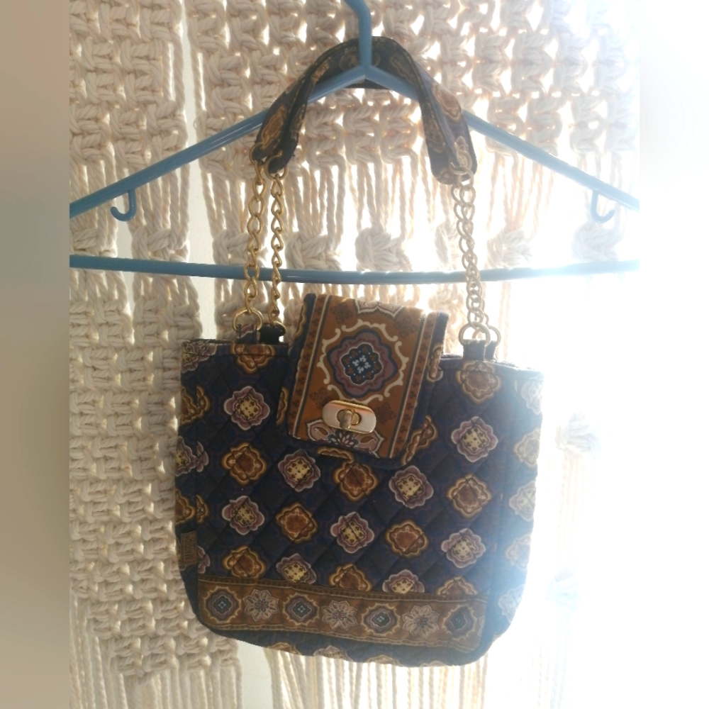 Gold & Blue MaggiB Quilted Purse